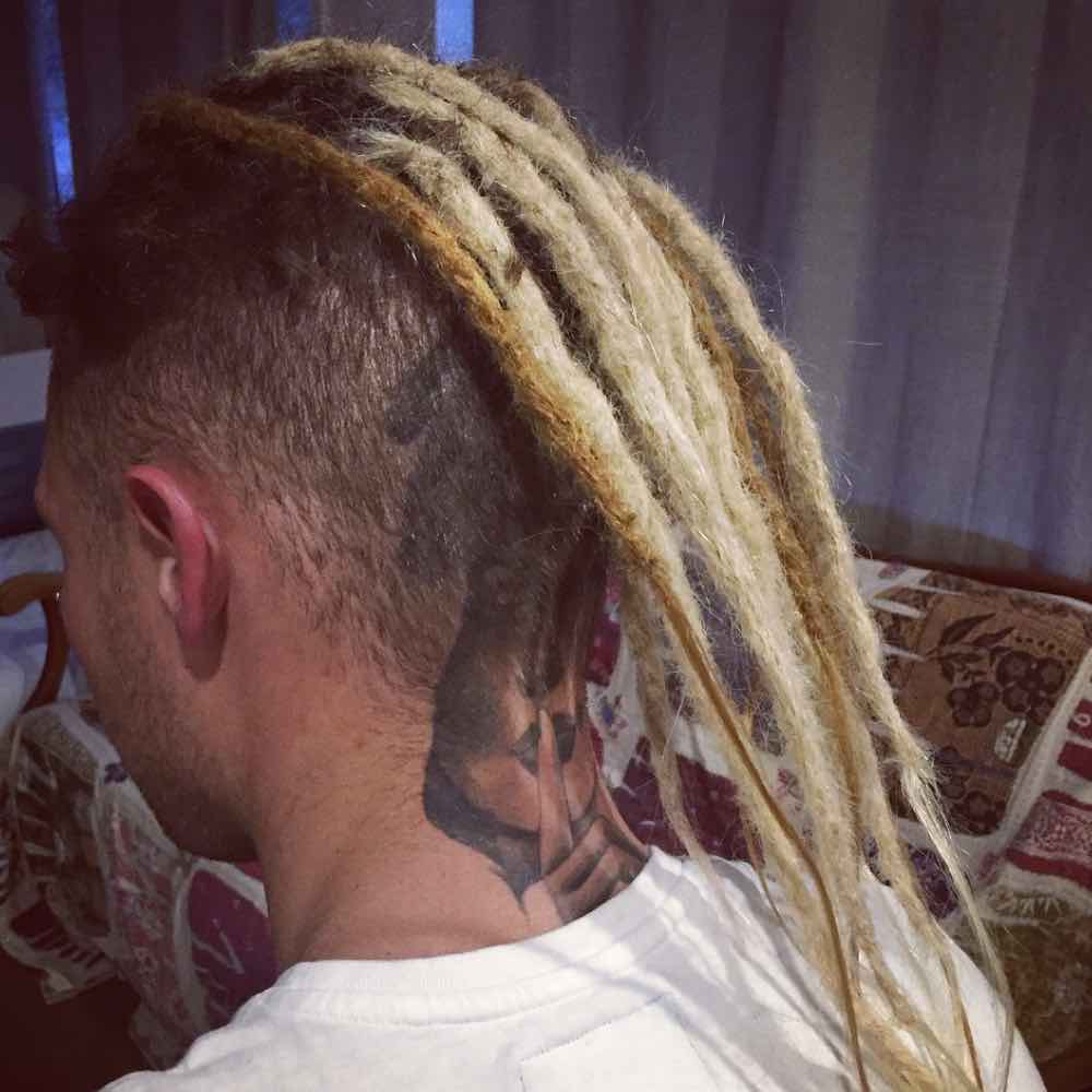 Dread extensions male, short dreadlocks, ombre faux locs, blond faux locs, light brown faux locs